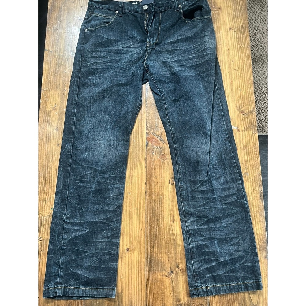 Brooklyn Xpress Denim Legend Mens Jeans 36x34 Dark Wash Whiskered Embroidered